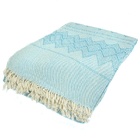 Manta Casal Tambaba 100% Algodão Mesclado Azul Com Bege