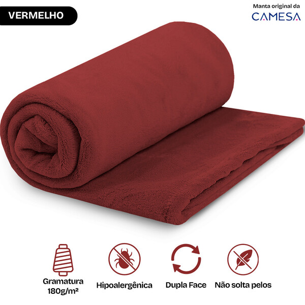 Manta Cobertor Casal 180x220cm Microfibra Soft Macia Camesa