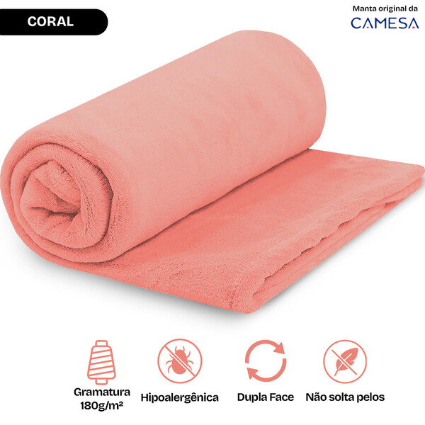 Manta Cobertor Casal 180x220cm Microfibra Soft Macia Camesa