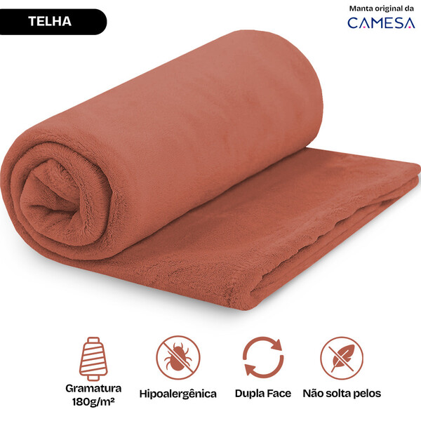 Manta Cobertor Casal 180x220cm Microfibra Soft Macia Camesa