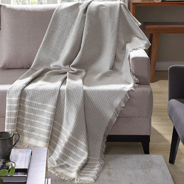 Manta De Algodão Genova Cinza E Bege 150 X 210 Cm - D'rossi