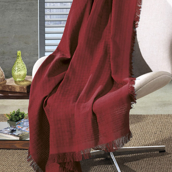 Manta De Algodao Unicolor Liso Vermelho 210 X 150 Cm D06 - D'