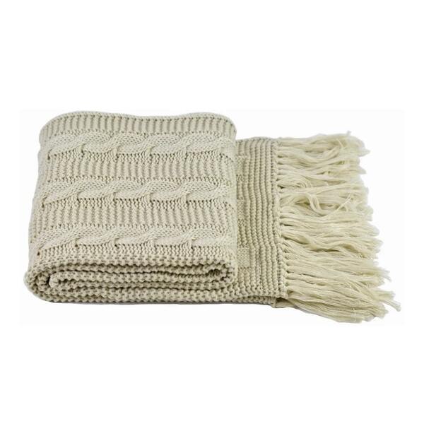 Manta De Crochê P/ Sofá C/franja 150cmx60cm  1032.8 Bege