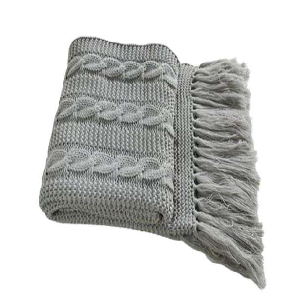 Manta De Crochê P/ Sofá C/franja 180cm X 60cm  1032.1 Cinza
