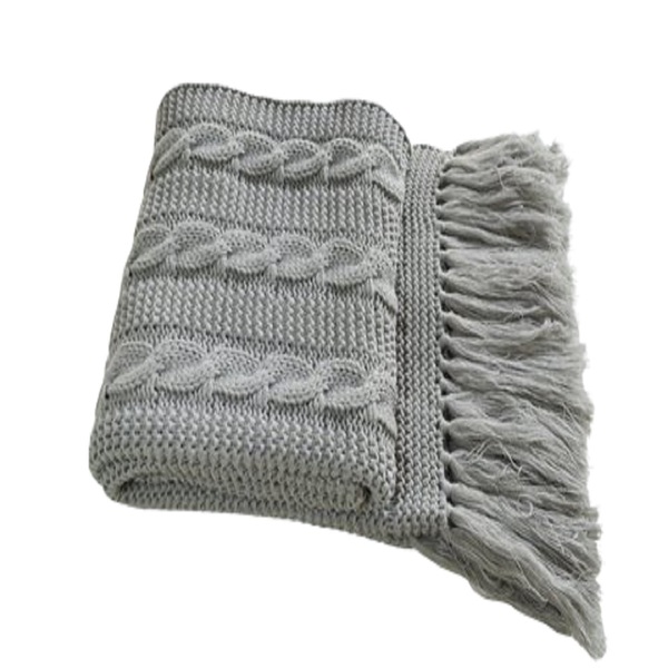 Manta De Crochê P/ Sofá C/franja 230cm X 60cm  1032.5 Cinza