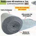 Manta De Drenagem 40m² - 40m X 1m Geotextil Cinza Bidim Solo