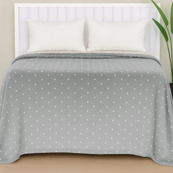 Manta De Microfibra Estampa Poá Habitat Casal  Poá Cinza