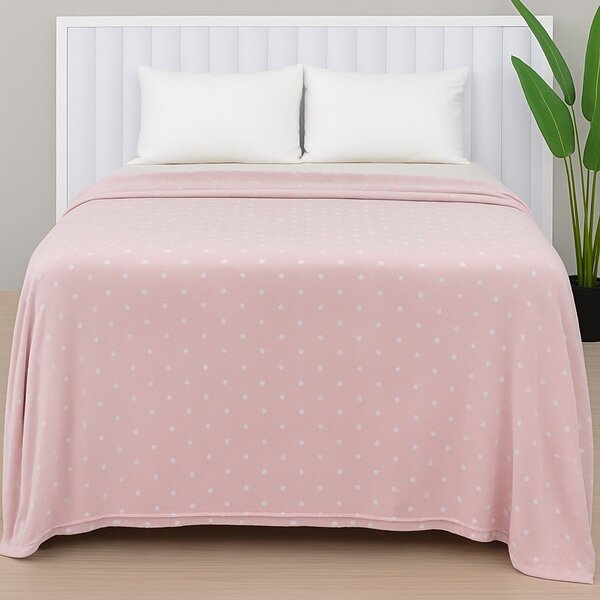 Manta De Microfibra Estampa Poá Habitat Queen  Poá Rosa