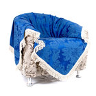 Manta De Sofá Azul Bic Medalhão 1,50m X 1,50m Jacquard