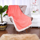 Manta De Sofá Salmão Lisa 1,50m X 1,50m + 3 Almofadas Decorat