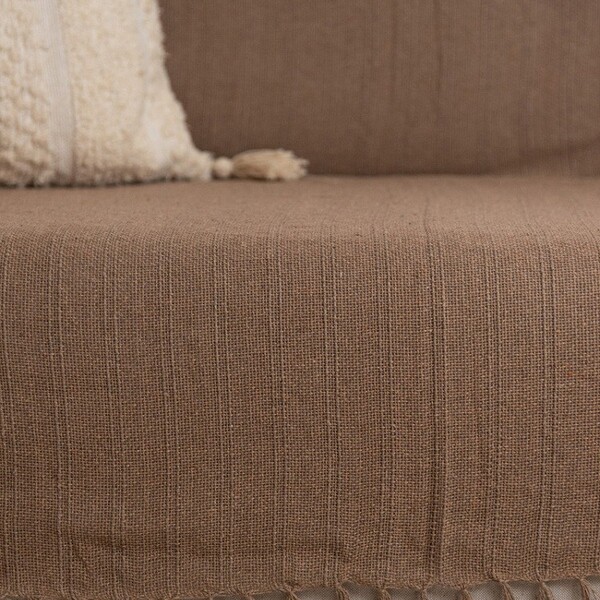 Manta Decorativa Algodão Lirio Marrom Claro