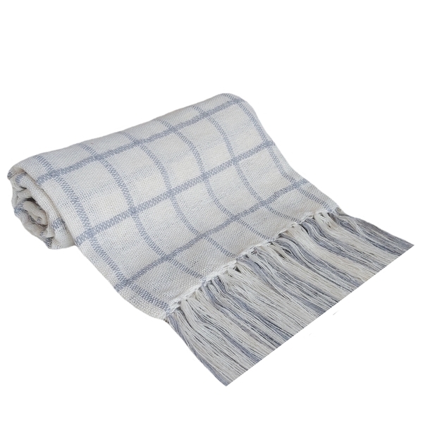 Manta Decorativa Algodão Xadrez Azul Marine 1,80x1,20m