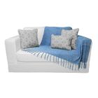 Manta Decorativa Artesanal De Chenille Cor Azul Royal