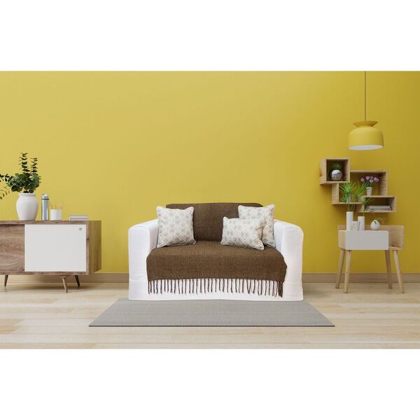 Manta Decorativa Artesanal De Chenille Cor Marrom