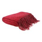 Manta Decorativa Artesanal De Chenille Cor Vinho