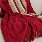 Manta Decorativa Chenille Vermelho Listrado 115x180 cm