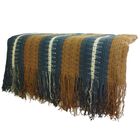 Manta Decorativa De Renda Listrado Bege Marrom 2,60 X 2,30 M