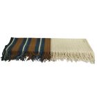 Manta Decorativa De Renda Listrado Bege Marrom 2,60 X 2,30 M