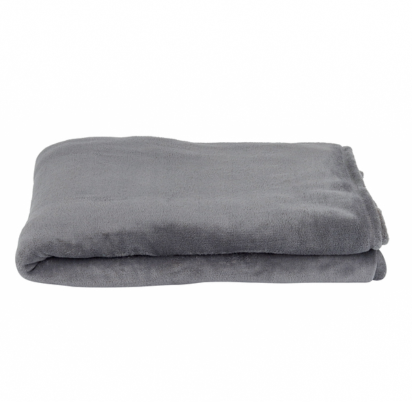 Manta Decorativa Fleece Casal Cinza Liso 2,20x1,80m