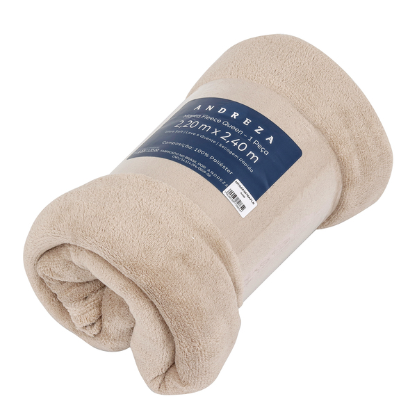 Manta Decorativa Fleece Queen Kaki Liso 2,40x2,20m