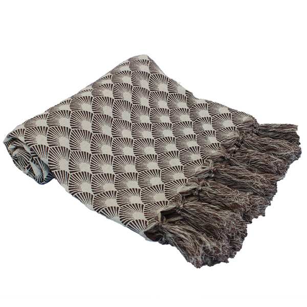 Manta Decorativa P Sofá Jacquard Escamas3 Marrom 1,80mx1,40