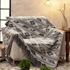 Manta Decorativa Para Sofá Jacquard Cartagena Preta J2 - 135x