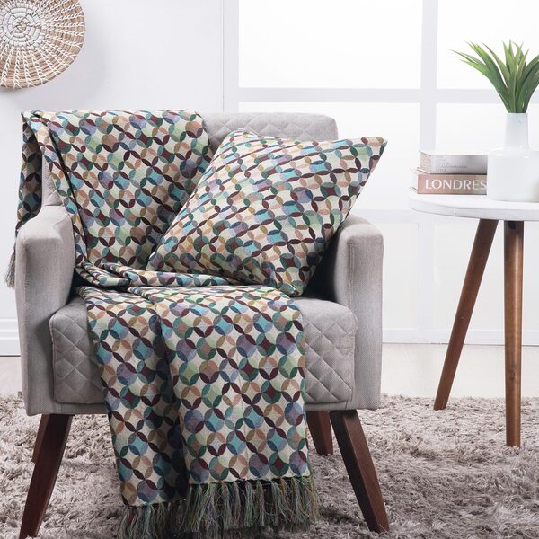 Manta Decorativa Para Sofá Jacquard Turim Verde - 135x150cm