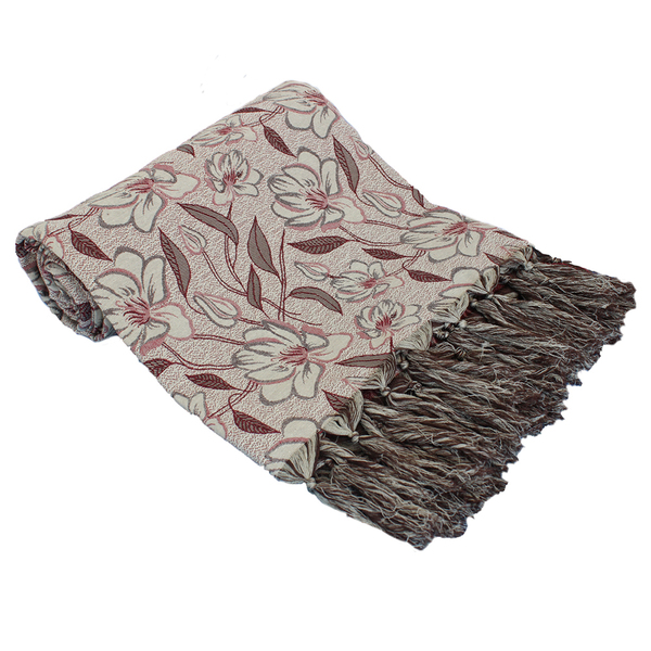 Manta Decorativa Sofá Jacquard Garden5 Vermelho1,80mx1,40