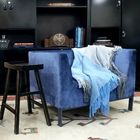 Manta Decorativa Stilo Quadriculada Azul e Cinza 2,30x1,70m