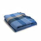 Manta Decorativa Xadrez Rústica Azul e Cinza 2,20x2,05m