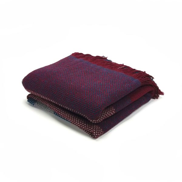 Manta Decorativa Xadrez Rústica Vermelho e Azul 1,70x1,40m