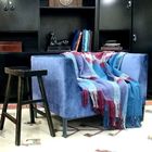 Manta Decorativa Xadrez Rústica Vermelho e Azul 2,20x2,05m