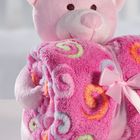 Manta E Bichinho Pelúcia Bouton Urso Microfibra Rosa