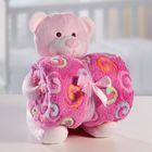 Manta E Bichinho Pelúcia Bouton Urso Microfibra Rosa