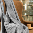 Manta Microfibra Flannel Soft Canelada Casal 180x220cm Cinza