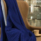 Manta Microfibra Flannel Soft Canelada Queen 220x240cm Azul