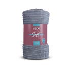 Manta Microfibra Flannel Soft Canelada Queen 220x240cm Cinza