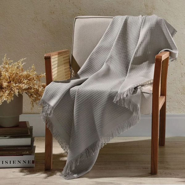 Manta P/ Sofá - Marrocos - 3 Lugares - 1 50m X 2 10m - Cinza