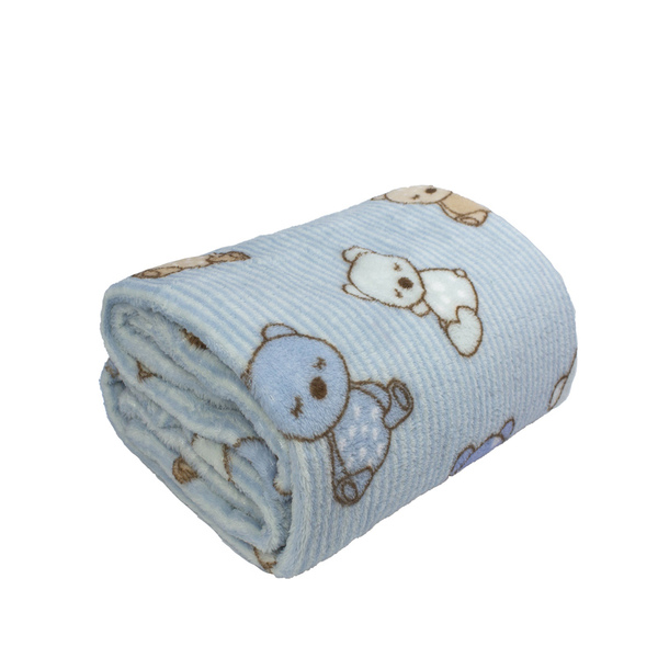 Manta Para Bebê Ursinho Azul Infantil Microfibra Camesa 80x11