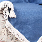 Manta Para Sofá Azul Albany Liso 2,30m X 1,50m Com Franja Tec