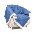 Manta Para Sofá Azul Albany Liso 2,30m X 1,50m Com Franja Tec