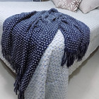 Manta Para Sofá Azul Marinho E Cru  1.20x1.80