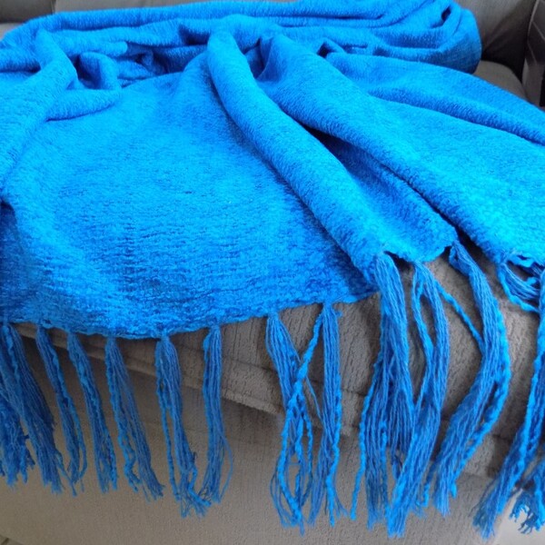 Manta Para Sofá Azul Turquesa Em Chenille