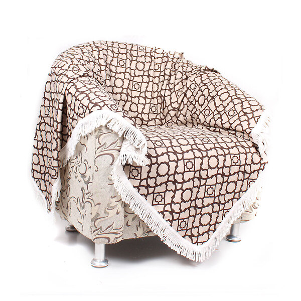 Manta Para Sofá Bege Clássica Estampada 2,30m X 1,50m Com Fra