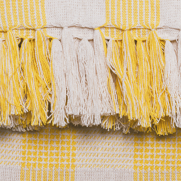 Manta Para Sofá Campestre Xadrez De 1,40 X 1,40 M Amarela