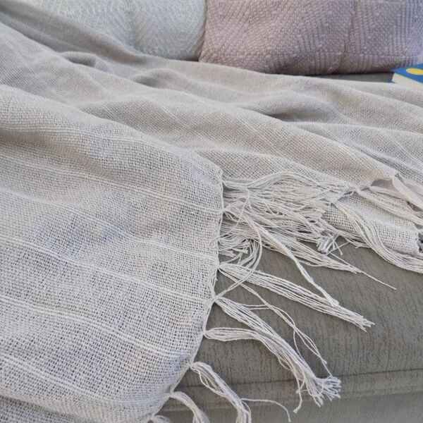 Manta Para Sofá Cinza Claro Listrada 1.20x1.80