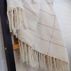 Manta Para Sofá Cru E Rosa Seco Listrada 1.20x1.80