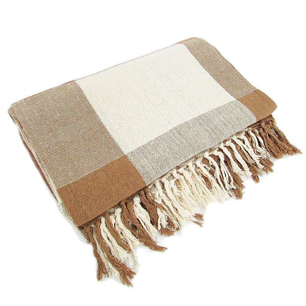 Manta Para Sofá Em Algodão Caramelo Xadrez 2,40 X 1,80