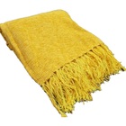 Manta Para Sofá Mostarda Em Chenille