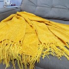 Manta Para Sofá Mostarda Em Chenille